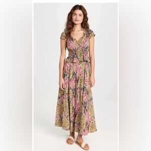 Maxwell Crinkle Crepe Maxi Skirt & Cap-Sleeve Top in Brushstroke Monstera